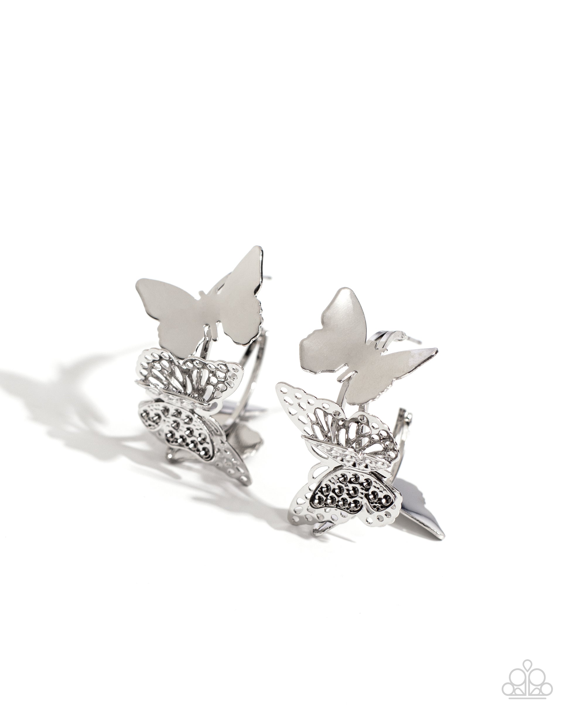 No WINGS Attached - Silver Earrings - Paparazzi Accessories - Alies Bling Bar