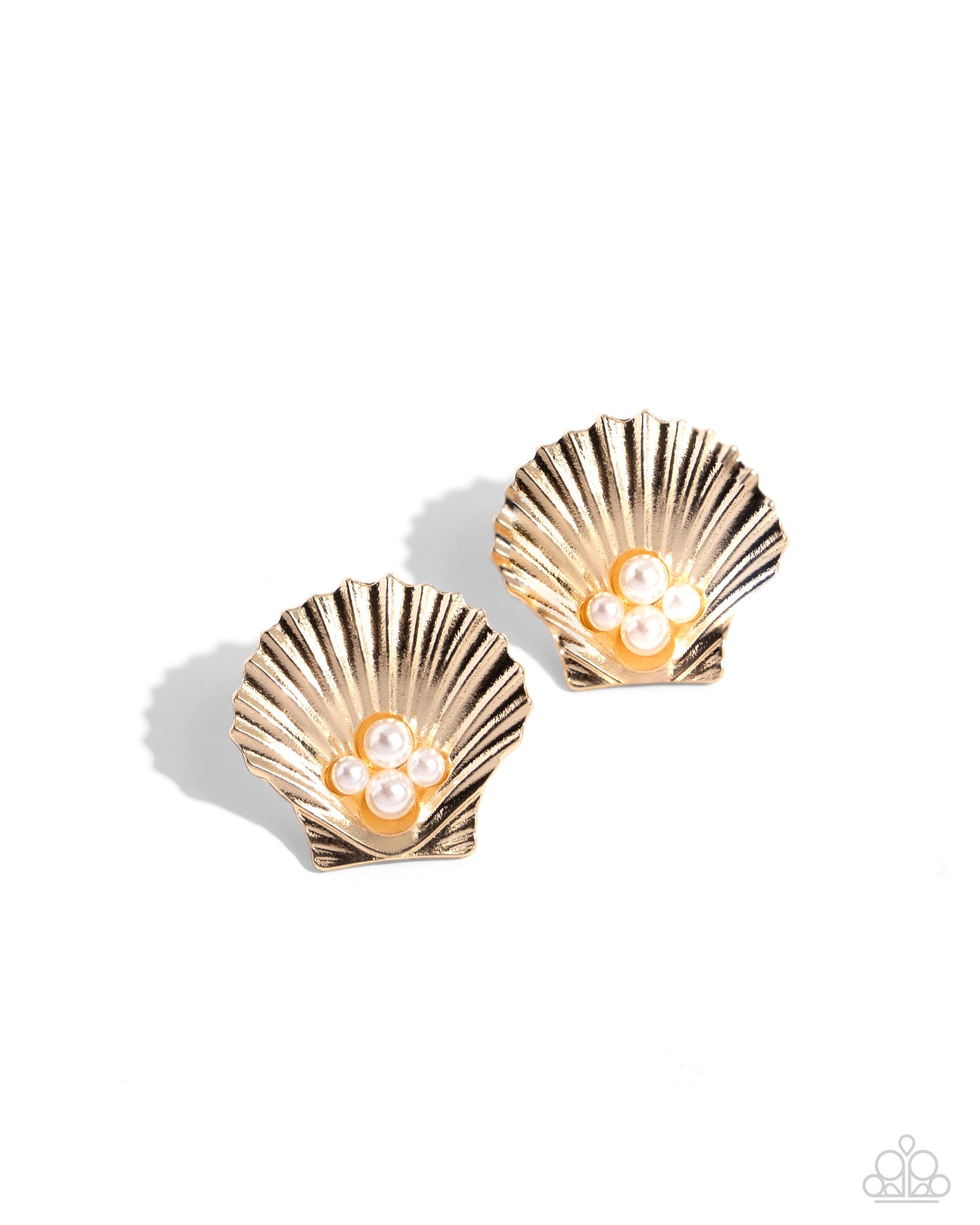 Oyster Opulence - Gold Earrings - Paparazzi Accessories - Alies Bling Bar