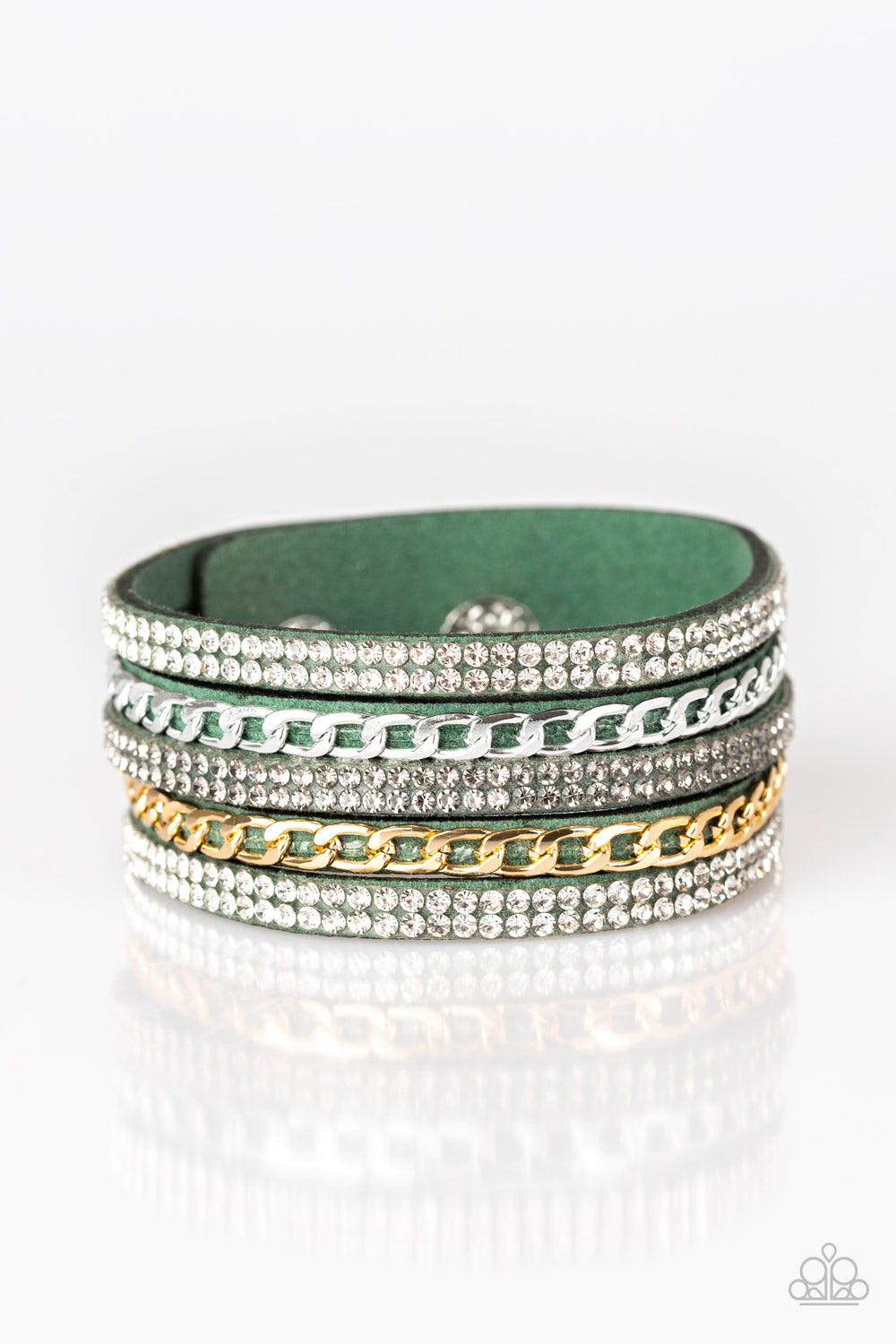 Paparazzi - Fashion Fiend - Green Snap Bracelet - Alies Bling Bar