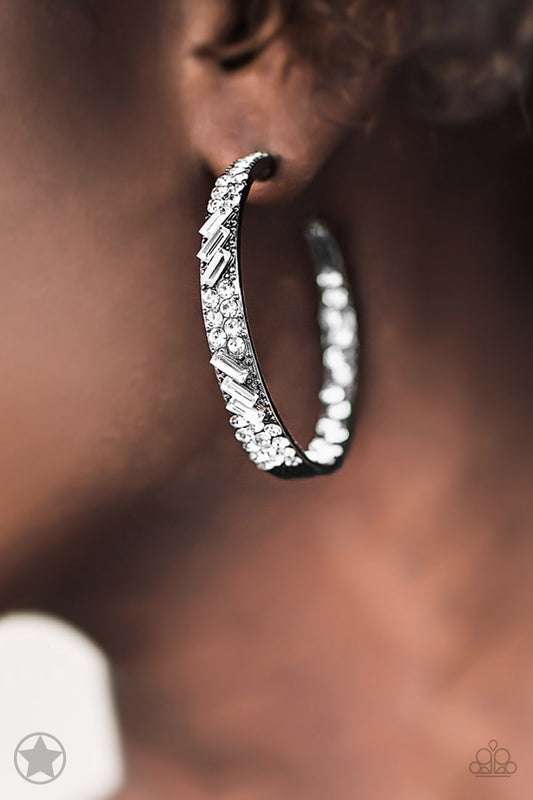 Paparazzi - GLITZY By Association - Gunmetal White Earrings - Alies Bling Bar