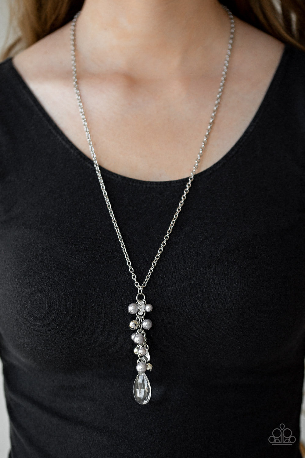 Paparazzi Accessories - Teardrop Serenity - Silver Necklace - Aliesblingbar