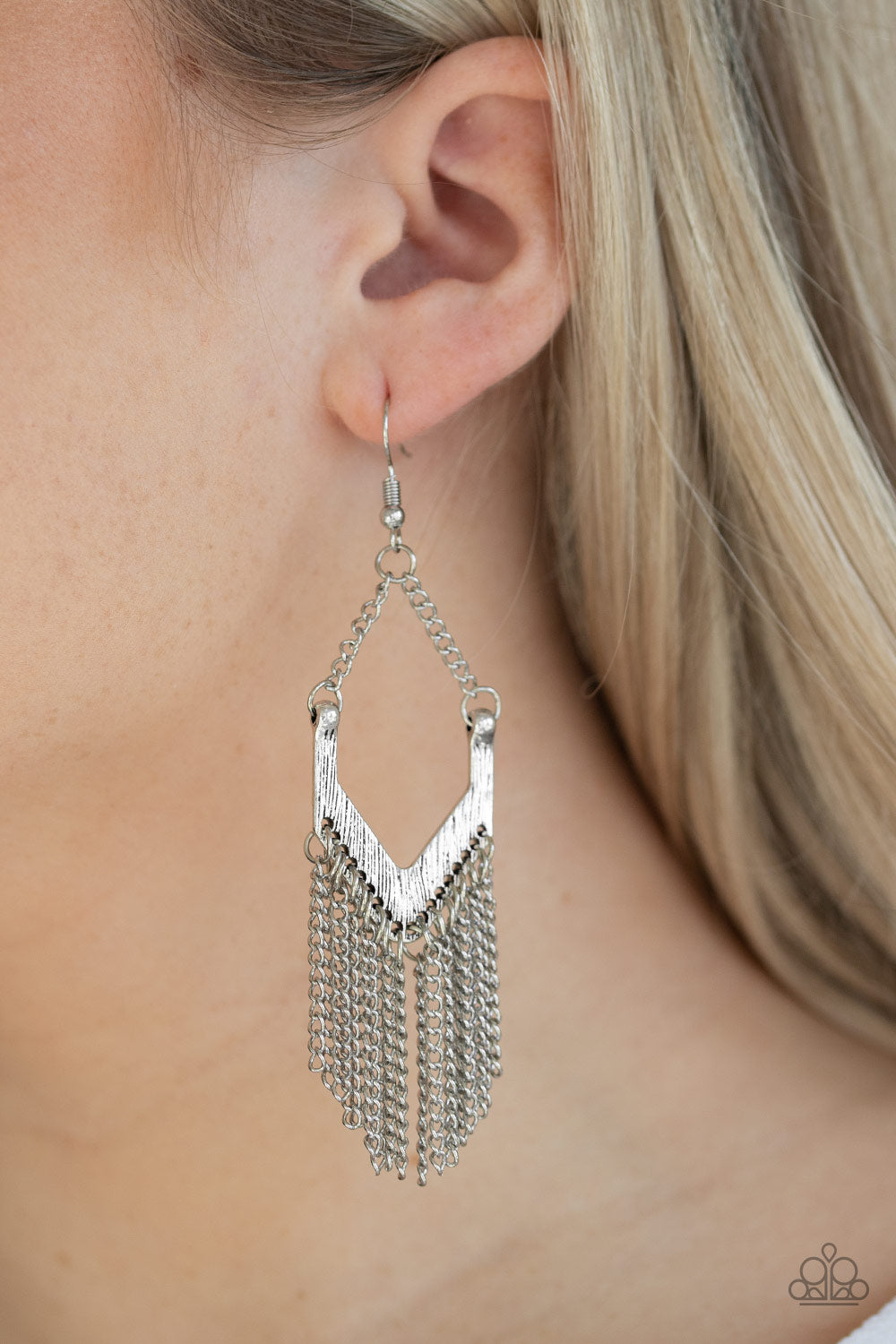 Paparazzi - Unchained Fashion - Silver Earrings - Alies Bling Bar