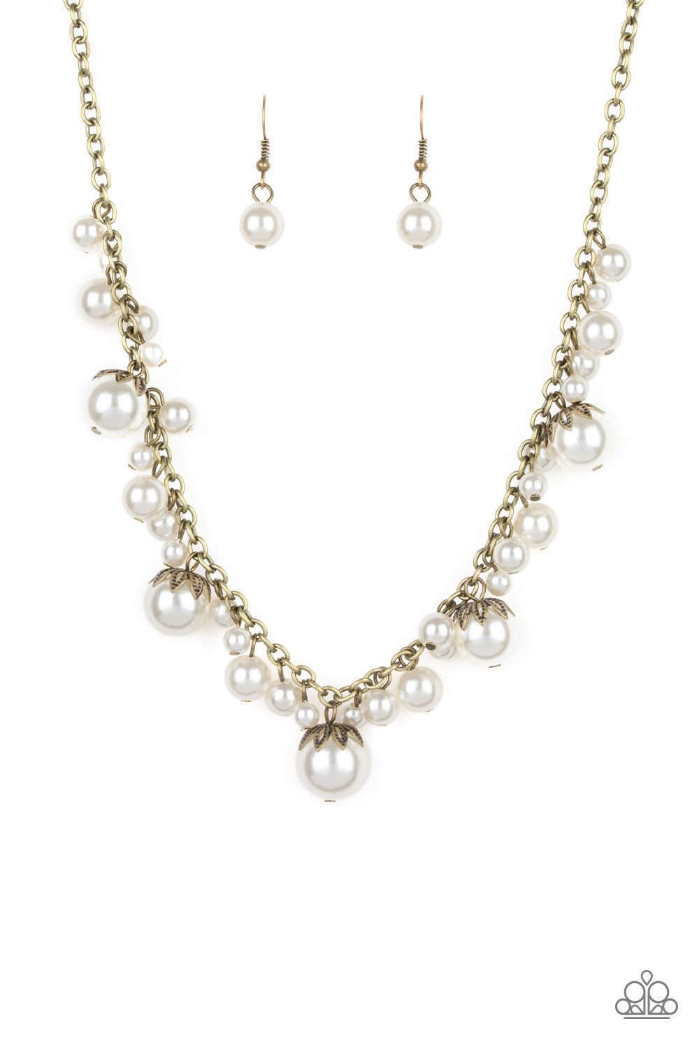 Paparazzi - Uptown Pearls - Brass Necklace - Alies Bling Bar