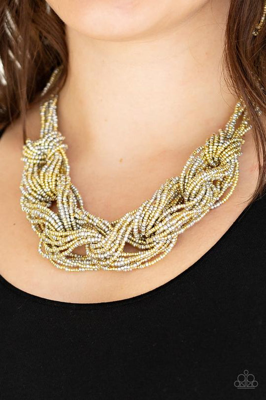 Paparazzi - City Catwalk - Gold Seed Bead Necklace - Alies Bling Bar