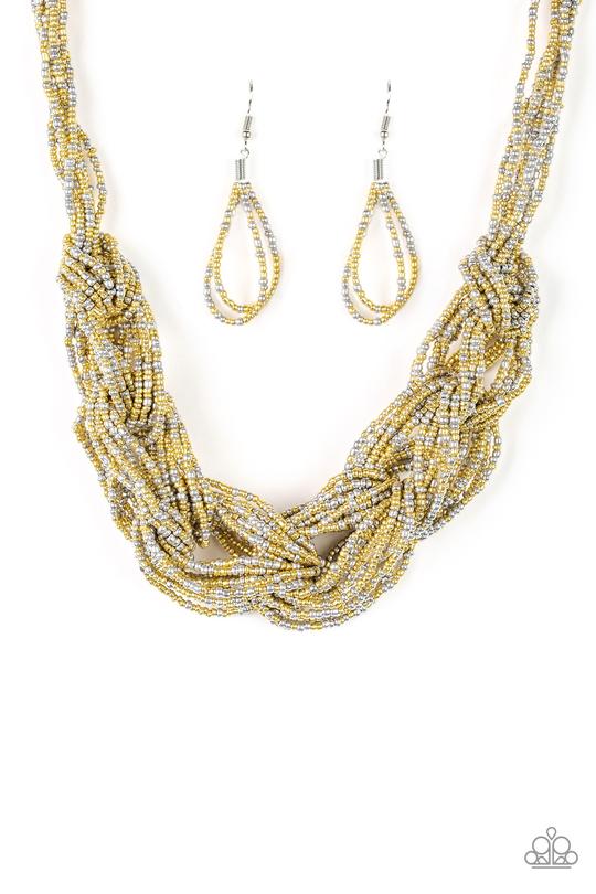 City Catwalk - Gold & Silver Seed Bead Necklace - Paparazzi - Alies Bling Bar