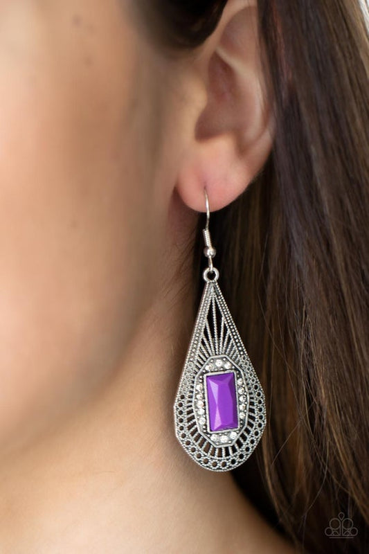 Paparazzi Deco Dreaming - Purple Earrings - Alies Bling Bar