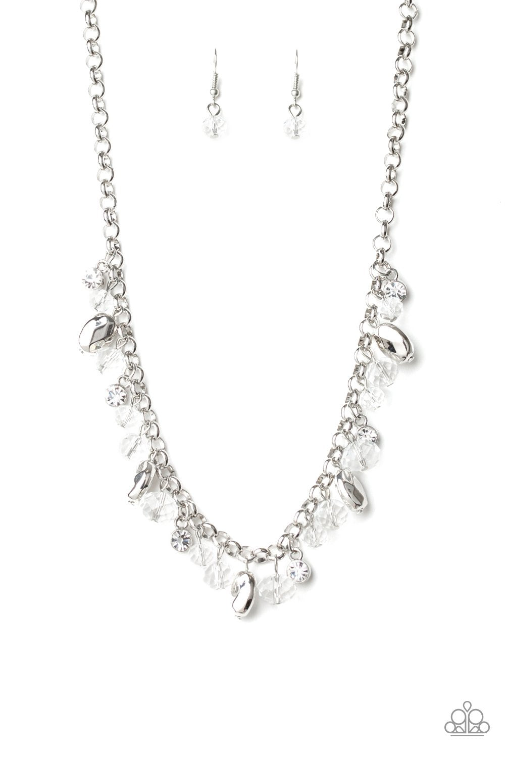 Paparazzi - Downstage Dazzle - White Bead Necklace - Alies Bling Bar