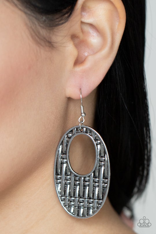 Engraved Edge - Silver - Paparazzi Earrings - Alies Bling Bar