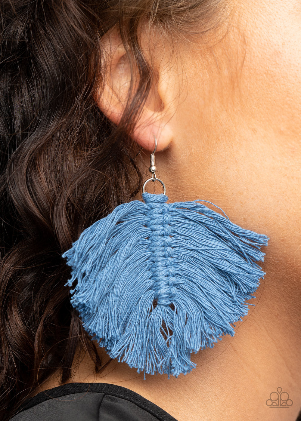 Paparazzi Accessories - Macrame Mamba - Blue Earrings - Alies Bling Bar