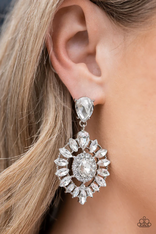 My Good Luxe Charm - White Post Earrings - Paparazzi Accessories - Alies Bling Bar