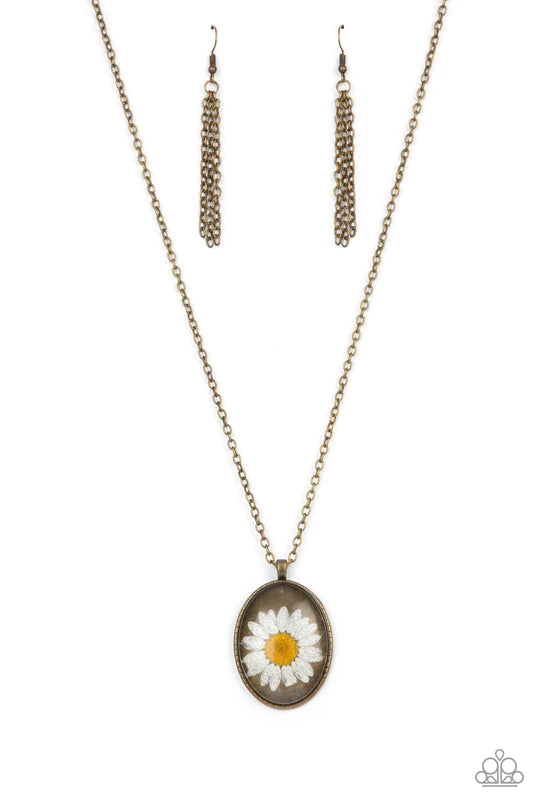 Paparazzi Prairie Passion Brass Flower Necklace Alies Bling Bar