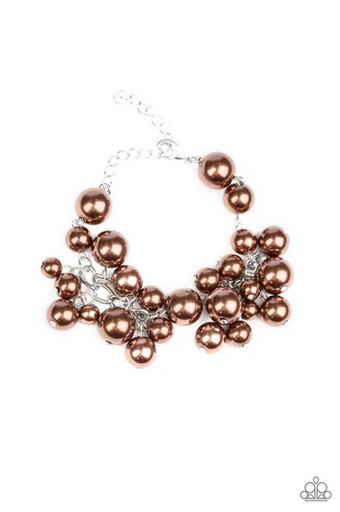 Paparazzi Accessories - Girls in Pearls - Brown Bracelet - Alies Bling Bar