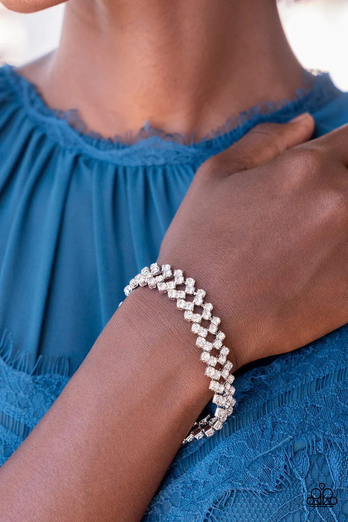 Paparazzi -  Seize the Sizzle - White Bracelet - Alies Bling Bar