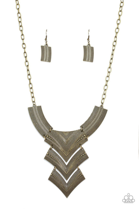 Paparazzi - Fiercely Pharaoh - Brass Necklace - Alies Bling Bar
