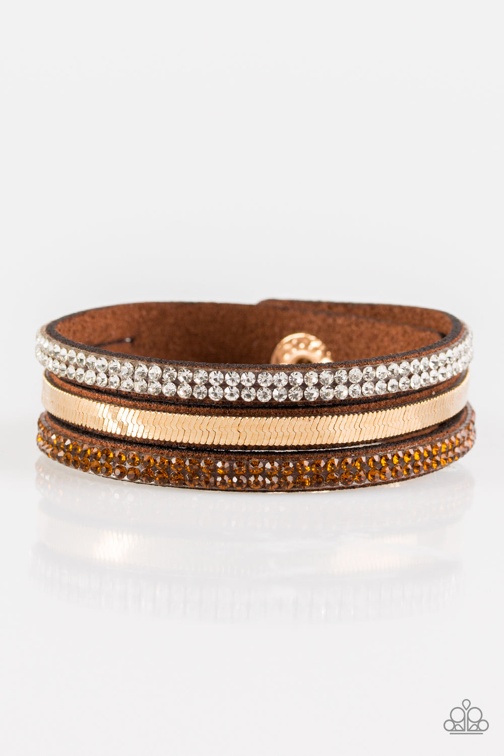 Paparazzi Accessories - I Mean Business - Brown Snap Bracelet - Alies Bling Bar