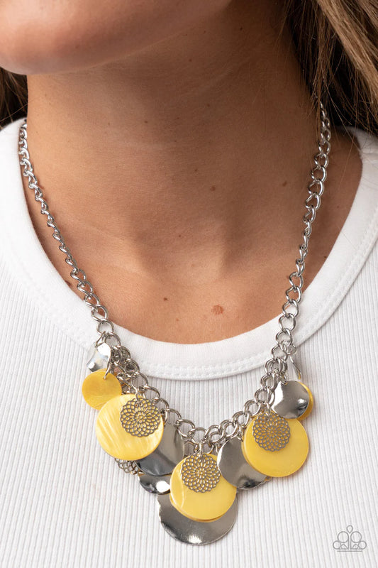 Oceanic Opera - Yellow and Silver Necklace - Paparazzi Accessories - Alies Bling Bar