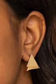 Paparazzi Accessories - Die TRI-ing - Gold Earrings - Alies Bling Bar