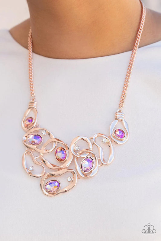 Paparazzi - Warp Speed Rose Gold/Iridescent Necklace - July 2022 Life of the Party- Alies Bling Bar